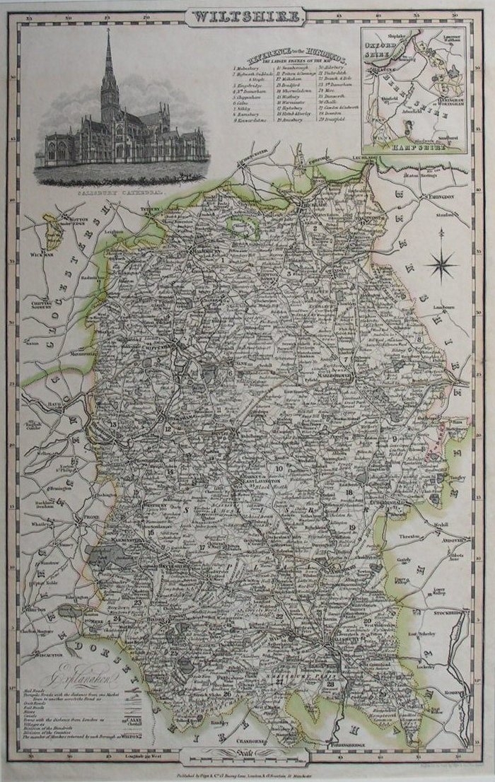 Map of Wiltshire - Pigot